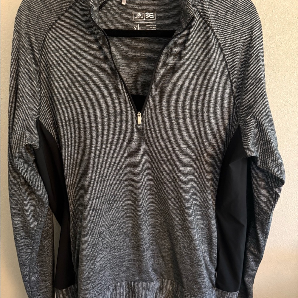 Women’s Adidas Gray and Black Quarter-Zip Pullover Golf Jacket